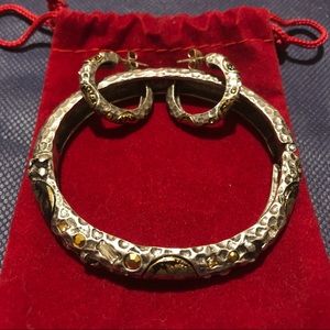 Silver bracelet and earring set